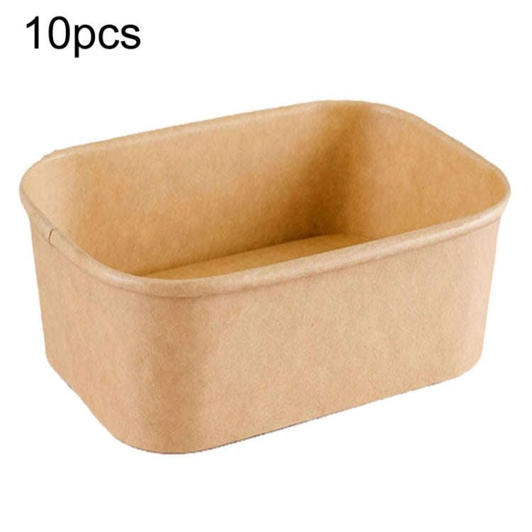 10pcs 1000ml Disposable Kraft Paper Lunch Box Rectangular Round Corner Takeaway Packaging Boxes(K...
