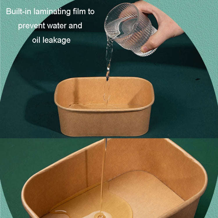 10pcs 850ml Disposable Kraft Paper Lunch Box Rectangular Round Corner Takeaway Packaging Boxes(K2...