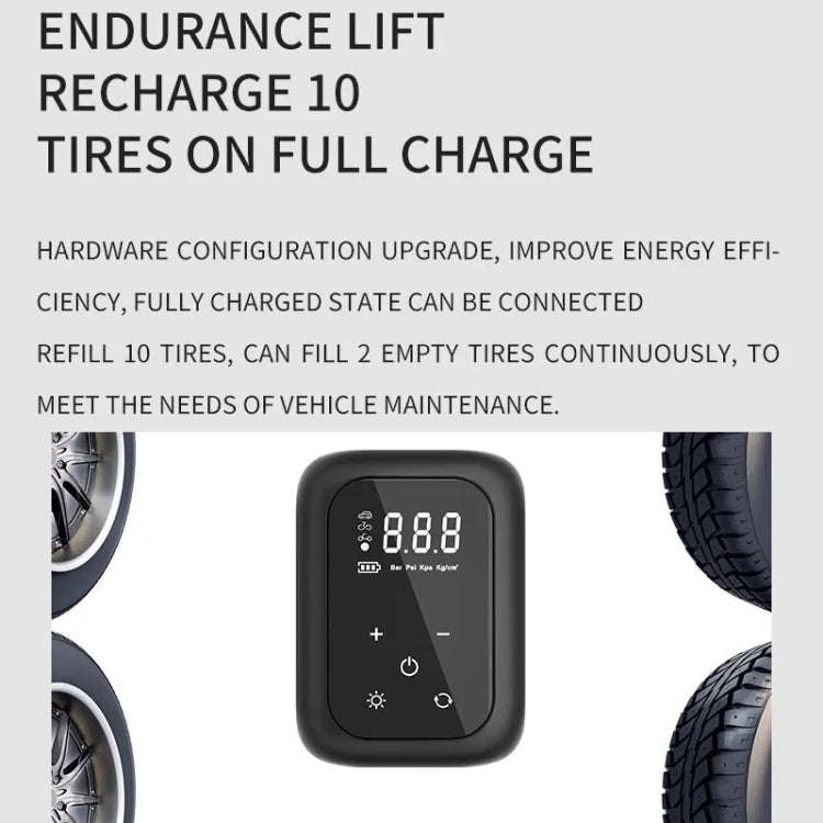 Multifunctional Portable Car Electric Wireless Tire Inflator Pump(Touch Screen Button)