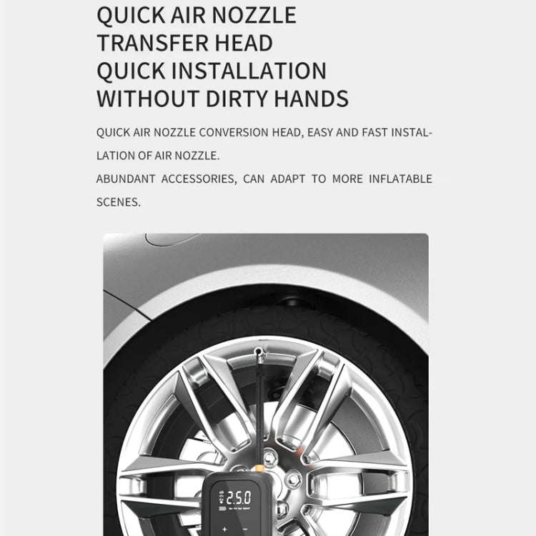 Multifunctional Portable Car Electric Wireless Tire Inflator Pump(Touch Screen Button)