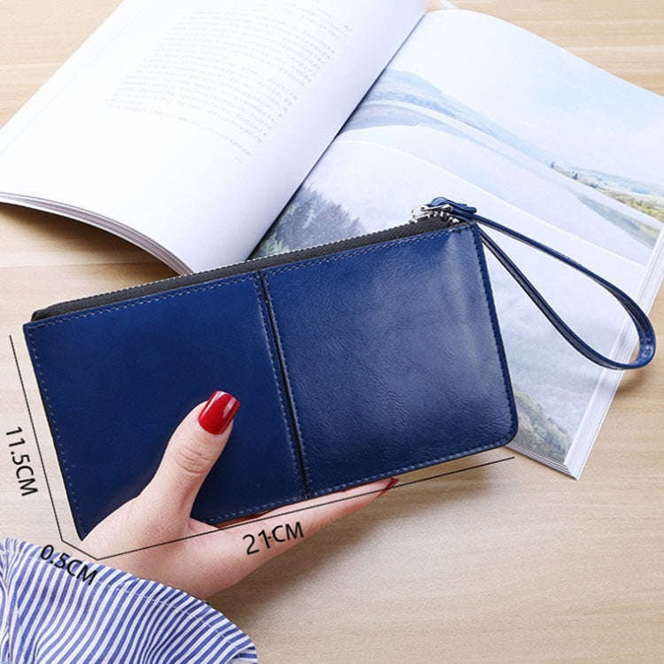 Ladies Long Zipper Multi-Card Slot Wallet Multifunctional Wristlet Wallet(Rose Red)
