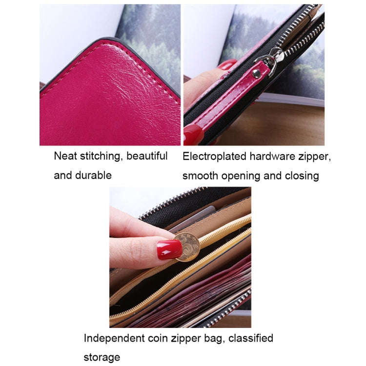 Ladies Long Zipper Multi-Card Slot Wallet Multifunctional Wristlet Wallet(Brown)
