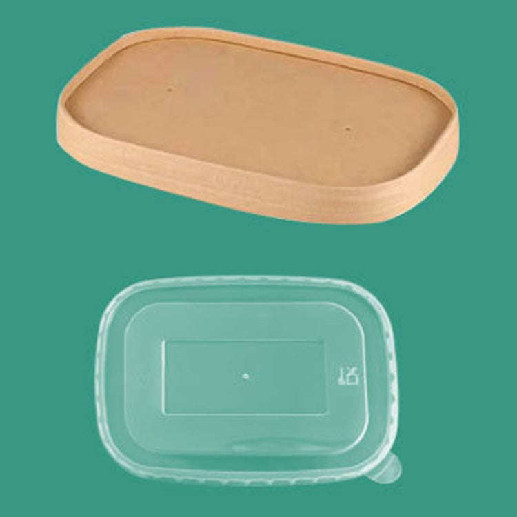 10pcs Disposable Rectangle Paper Bowl Lid Fast Food Packaging Box Cover, Style: PP Cover