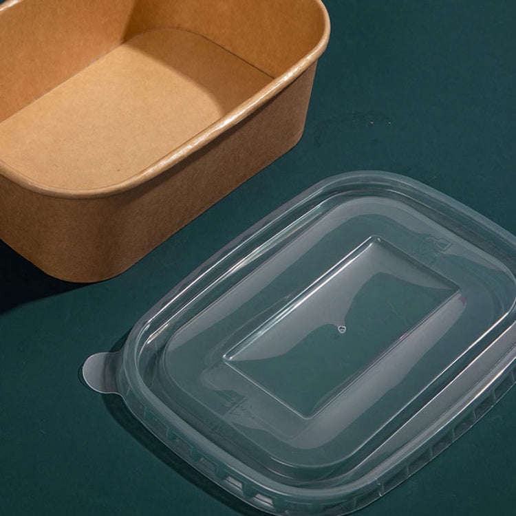 10pcs Disposable Rectangle Paper Bowl Lid Fast Food Packaging Box Cover, Style: PP Cover