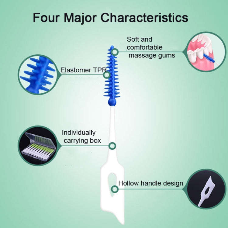 40pcs /Box Silicone Interdental Brushing Oral Cleaning Gap Brush(Green)