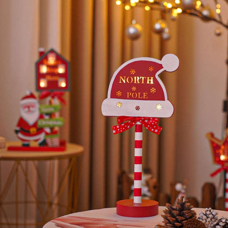 Christmas Street Sign STOP Decorative Lights Wooden Window Atmosphere LED Lights, Style: Christma...