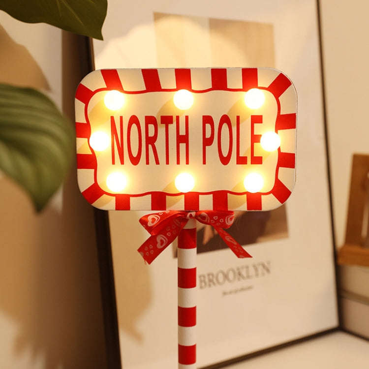 Christmas Street Sign STOP Decorative Lights Wooden Window Atmosphere LED Lights, Style: House