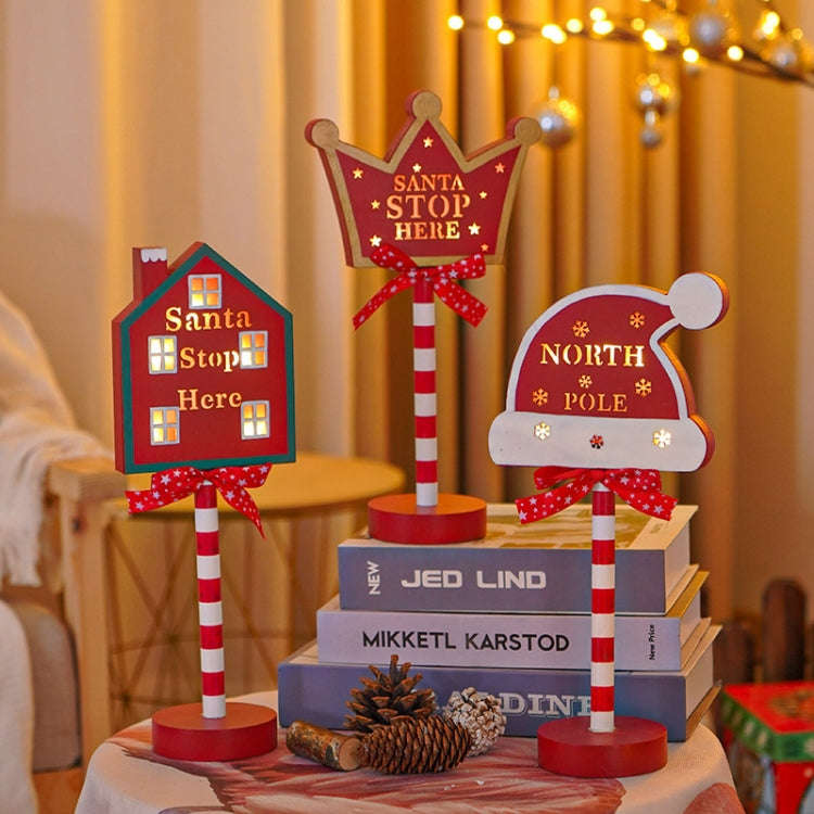Christmas Street Sign STOP Decorative Lights Wooden Window Atmosphere LED Lights, Style: Octagon