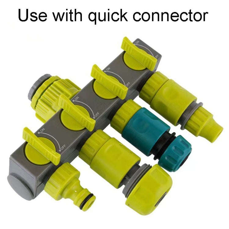 Garden Lawn Watering EU Threaded Faucet One Input Four Output Valve Diverter(Green And Gray)