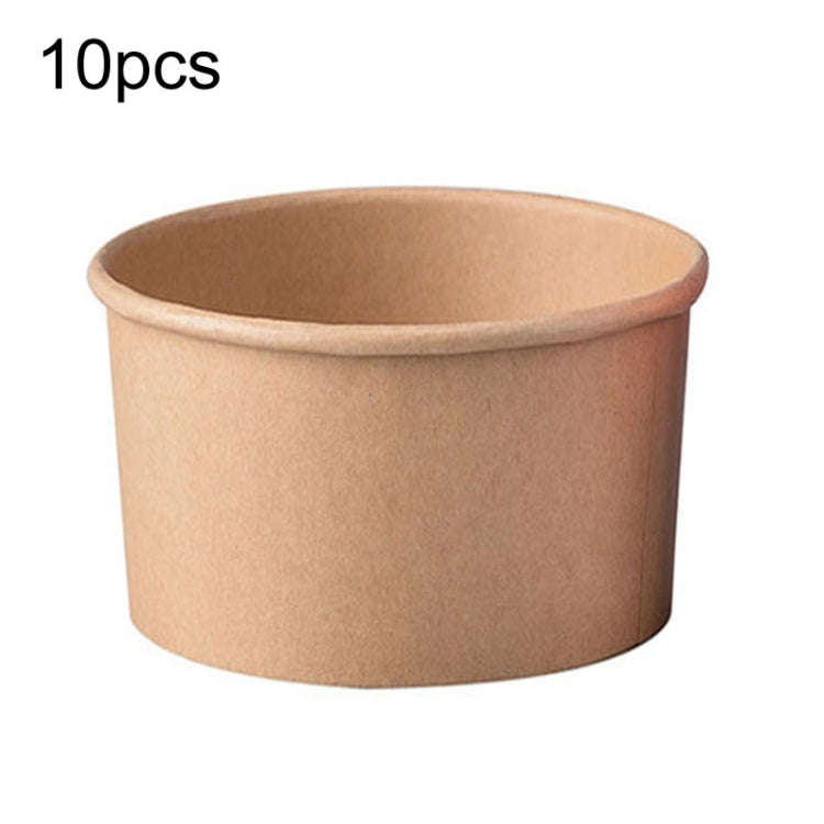 10pcs 450ml Disposable Single PE Laminated Paper Bowl Round Soup Bowl Packed Fast Food Boxes(Vell...