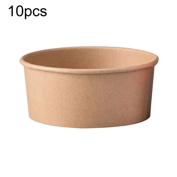 10pcs 500ml Disposable Single PE Laminated Paper Bowl Round Soup Bowl Packed Fast Food Boxes(Vell...