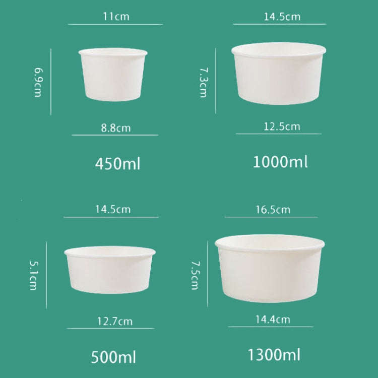 10pcs 1100ml Disposable Single PE Laminated Paper Bowl Round Soup Bowl Packed Fast Food Boxes(Mou...