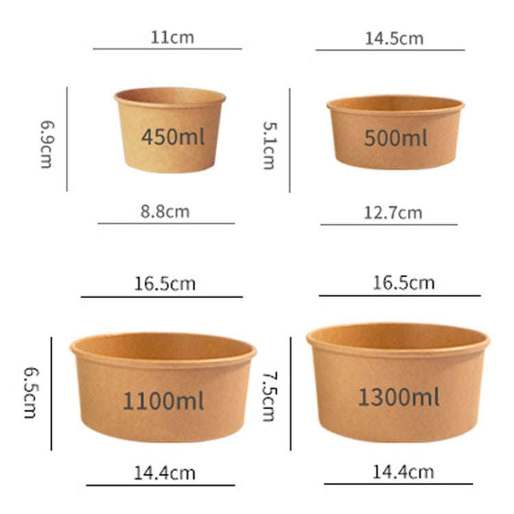 10pcs 1300ml Disposable Single PE Laminated Paper Bowl Round Soup Bowl Packed Fast Food Boxes(Vel...
