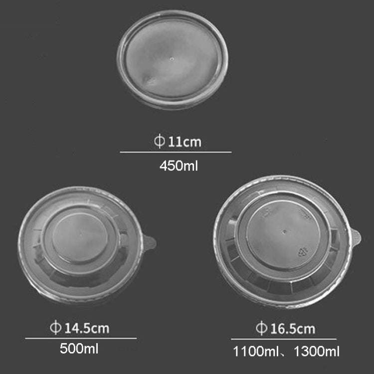 10pcs 1300ml Disposable Single PE Laminated Paper Bowl Cover Packed Fast Food Box Cover (PP Plast...