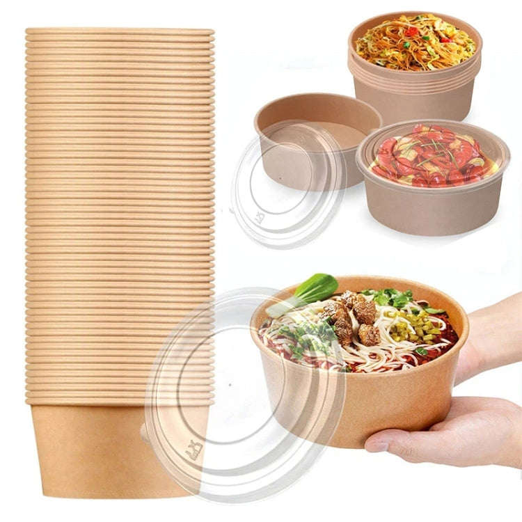 10pcs 500ml Disposable Single PE Laminated Paper Bowl Round Soup Bowl Packed Fast Food Boxes(Mout...