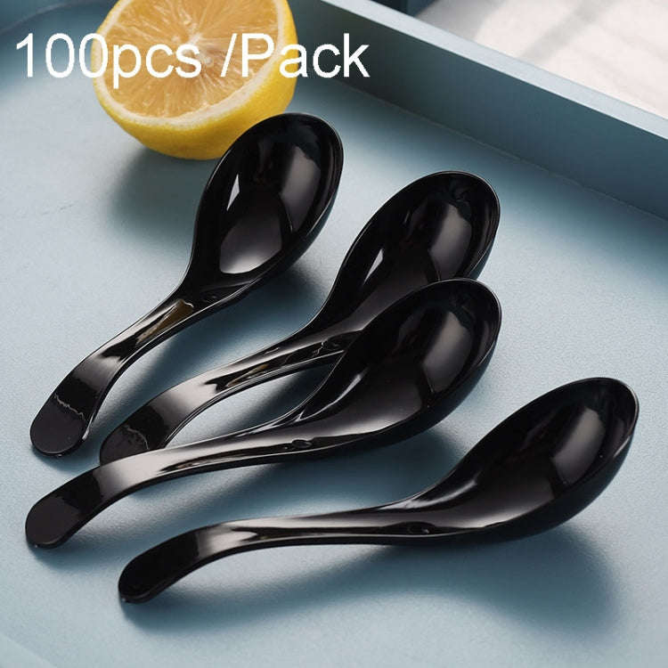 100pcs /Pack 12cm Disposable Plastic Meal Spoon Fast Food Soup Ladle(Black)