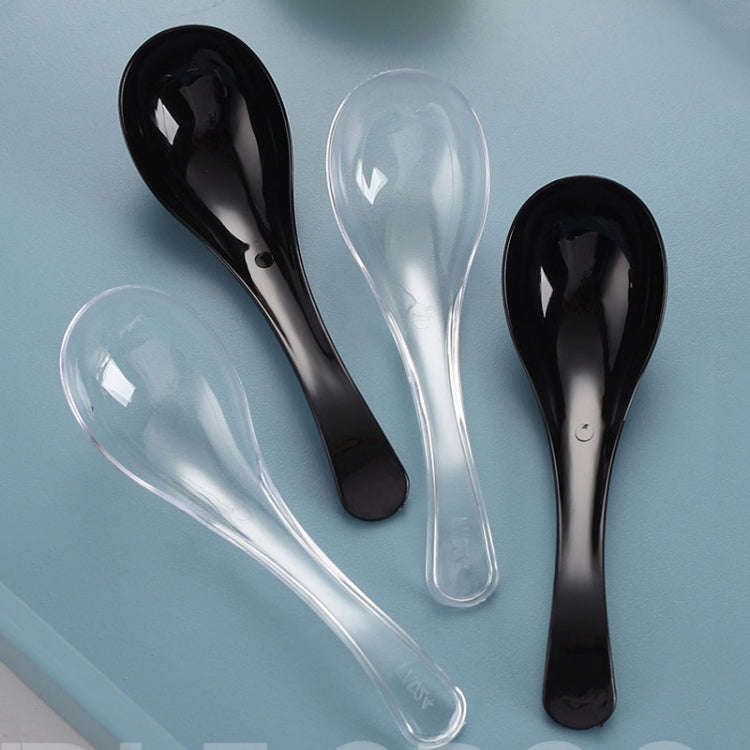 100pcs /Pack 12cm Disposable Plastic Meal Spoon Fast Food Soup Ladle(Black)
