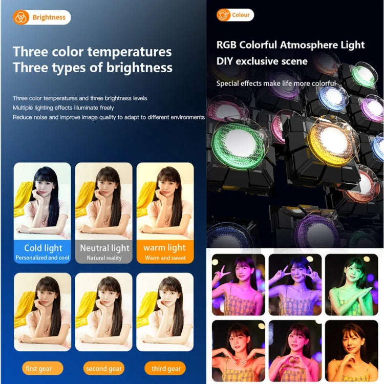 D2 Pro Mini RGB Fill Light Pocket Light with Mobile Phone Holder(White)