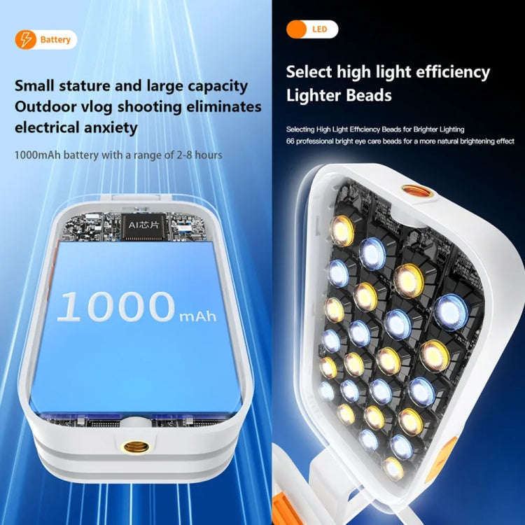 D2 Pro Mini RGB Fill Light Pocket Light with Mobile Phone Holder(White)