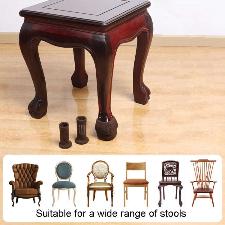 4pcs /Set Non-Slip Table And Chair Protectors Silent And Wear-Resistant Table Pads(Dark Brown)