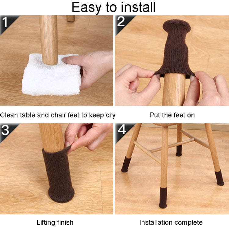4pcs /Set Non-Slip Table And Chair Protectors Silent And Wear-Resistant Table Pads(Light Brown)