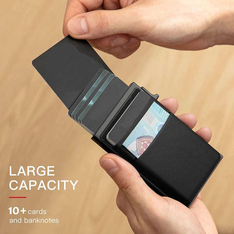 Slim Metal Wallet Pop Up Credit Card Holder RFID Blocking Men Business Card Clip(Black)