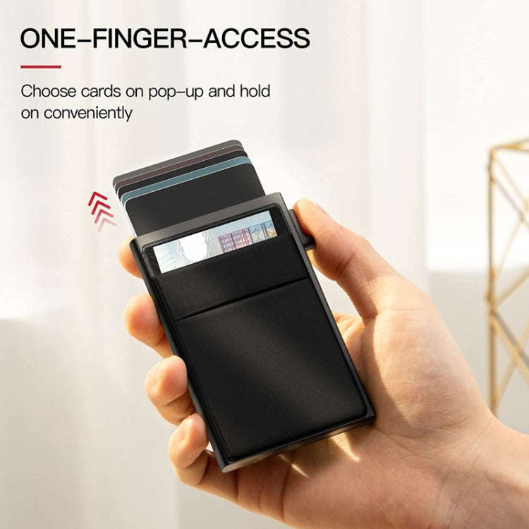 Slim Metal Wallet Pop Up Credit Card Holder RFID Blocking Men Business Card Clip(Black)