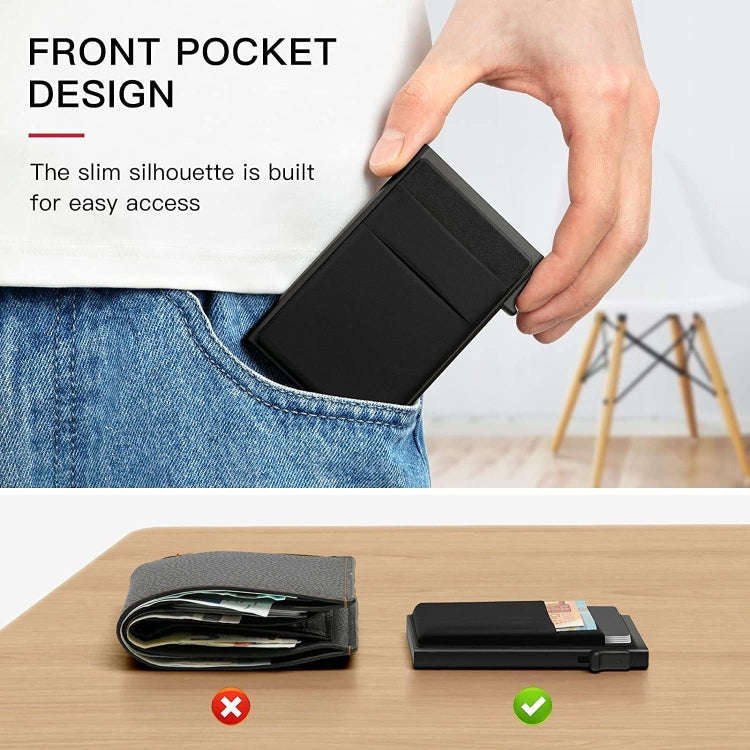 Slim Metal Wallet Pop Up Credit Card Holder RFID Blocking Men Business Card Clip(Black)