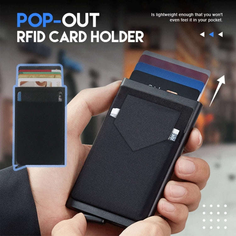 Pop Up Metal Card Holder with Lycra Cloth RFID Aluminum Alloy Credit Card Box(Silver)