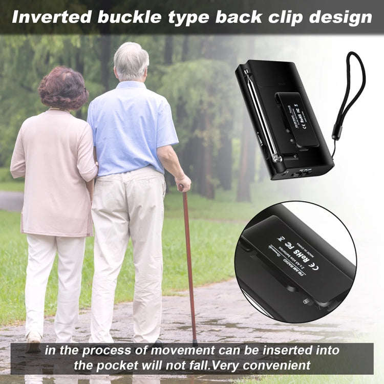 J-180 Portable Pointer FM/AM Two-Band Radios With Carrying Clip, Style: Regular Version(Black)