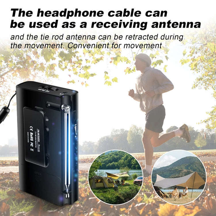 J-180 Portable Pointer FM/AM Two-Band Radios With Carrying Clip, Style: Regular Version(Black)