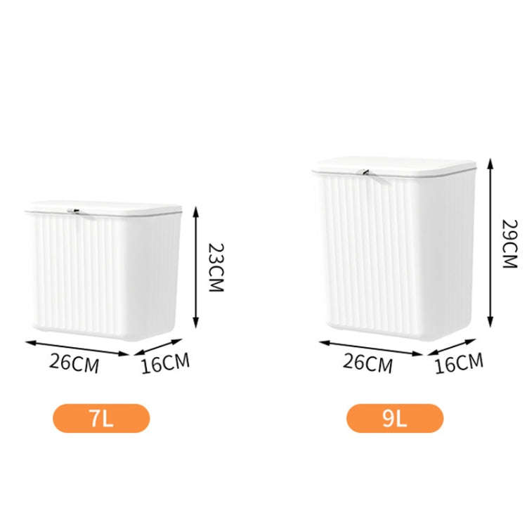 7L Kitchen Hanging Waste Bin With Lid Sliding Cover Under Sink Trash Can(White)