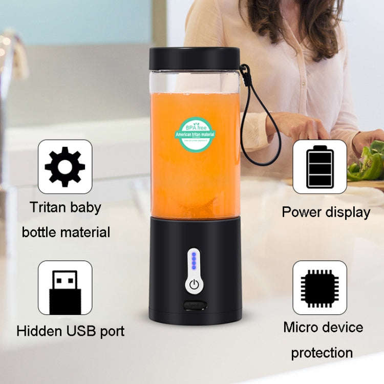 Portable Multifunctional USB Rechargeable Juice Extractor Cup Mini Electrical Juicer(Black)