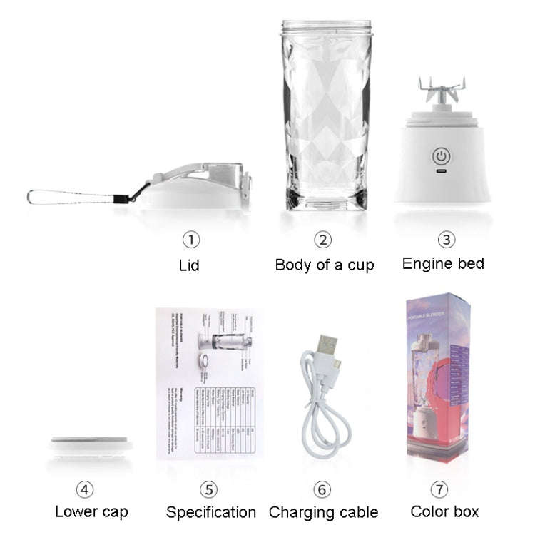 Portable Multifunctional USB Charging Juice Cup Mini Electrical Blender(Pink)