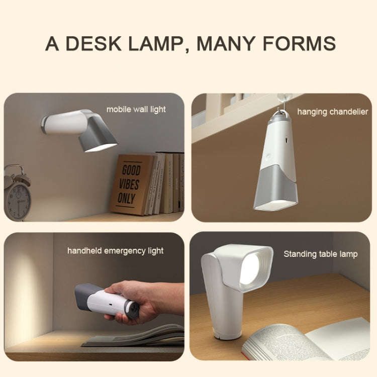 Multifunctional Reading Desk Lamp Flashlight Wall Mounted Bedside Lamp Folding Camping Lamp(White)