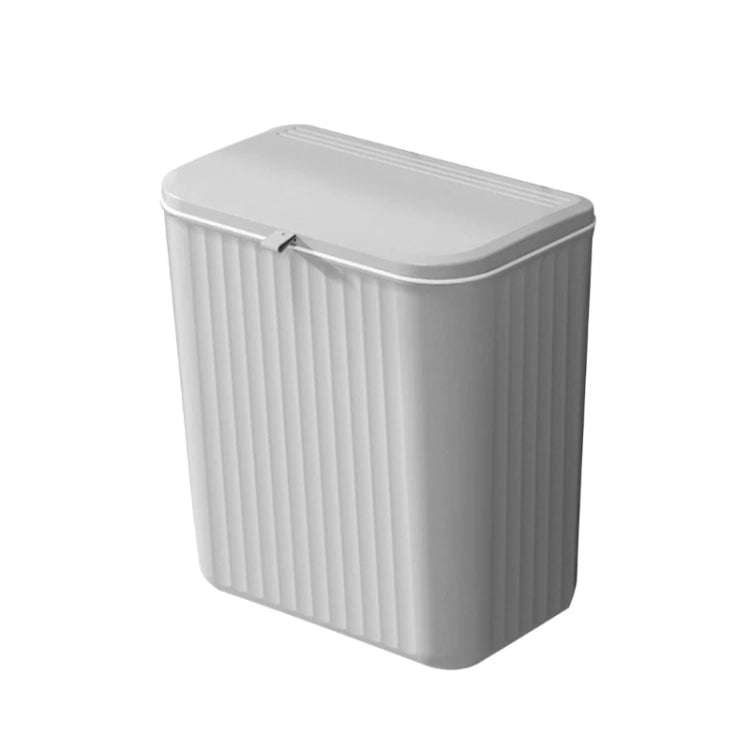 9L Kitchen Hanging Waste Bin with Lid Sliding Cover Under Sink Trash Can(Gray)