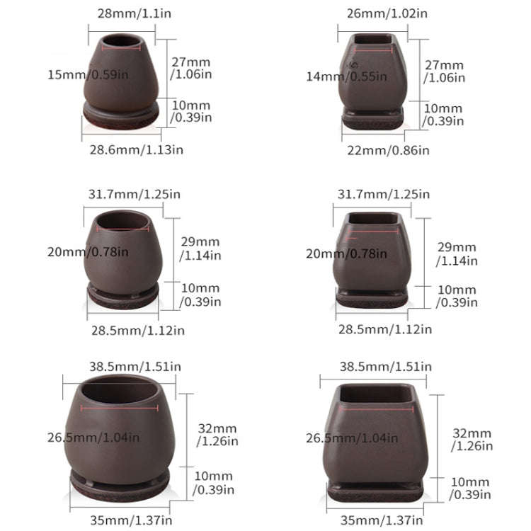 1 inch 8pcs /Set 15 Degree Tilt Table And Chair Feet One-Piece Shock-Absorbing Protective Cover F...