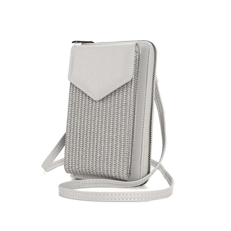 Multifunctional Weaving Ladies Cell Phone Bag Shoulder Crossbody Wallet(Black)