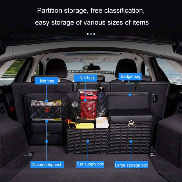 Car Multi-function Leather Trunk Foldable Storage Box(Beige)