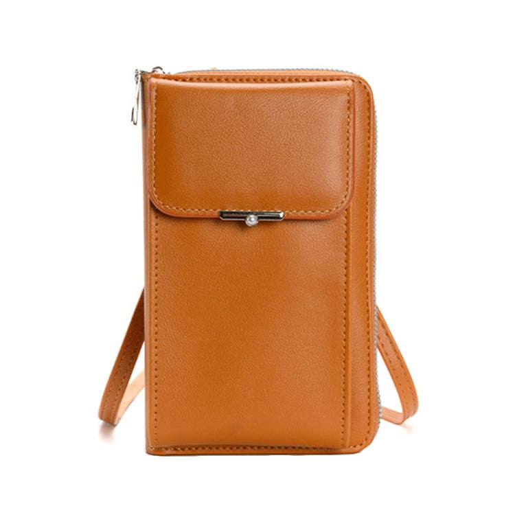 Storage Ladies Cell Phone Bag Shoulder Crossbody Wallet(Brown)