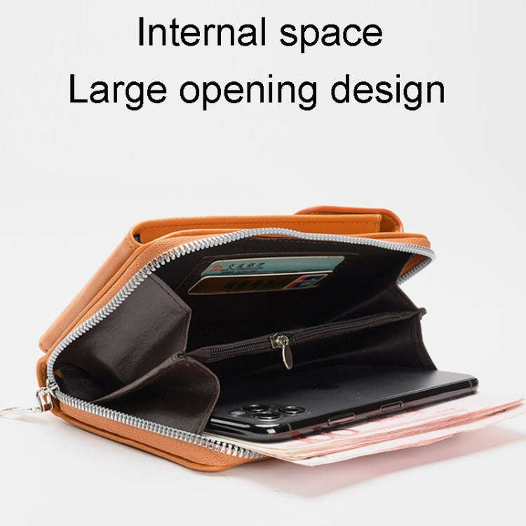 Storage Ladies Cell Phone Bag Shoulder Crossbody Wallet(Black)