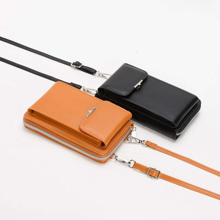 Storage Ladies Cell Phone Bag Shoulder Crossbody Wallet(Black)