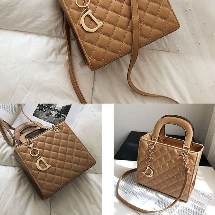 Retro Rhombus Pattern Women Handbag Texture Leather Crossbody Bag(Brown)