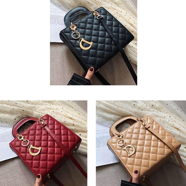 Retro Rhombus Pattern Women Handbag Texture Leather Crossbody Bag(Red)