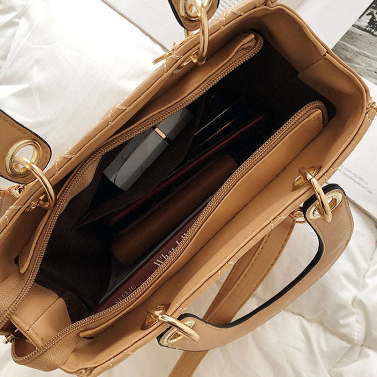 Retro Rhombus Pattern Women Handbag Texture Leather Crossbody Bag(Red)
