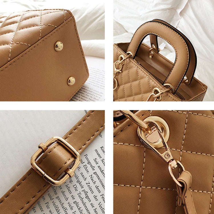 Retro Rhombus Pattern Women Handbag Texture Leather Crossbody Bag(Red)