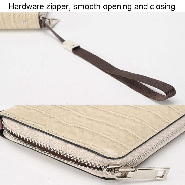 Crocodile Print Long Ladies Clutch Bag Multi Card Position Zipper Wristlet Pouch(Yellow)