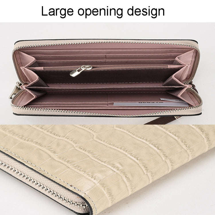 Crocodile Print Long Ladies Clutch Bag Multi Card Position Zipper Wristlet Pouch(Yellow)