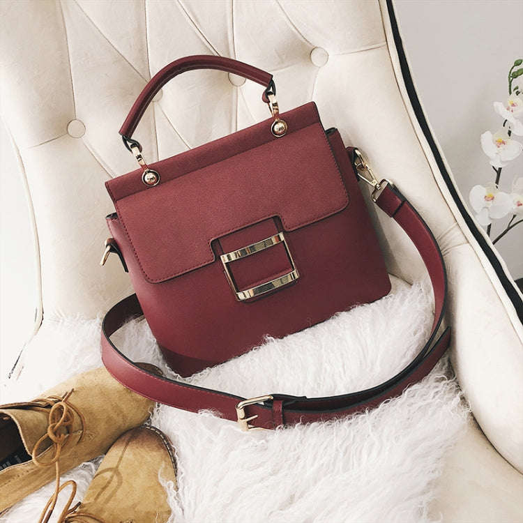 Women Frosted Wide Shoulder Strap Crossbody Square Bag Tote Single Shoulder Bag(Red)
