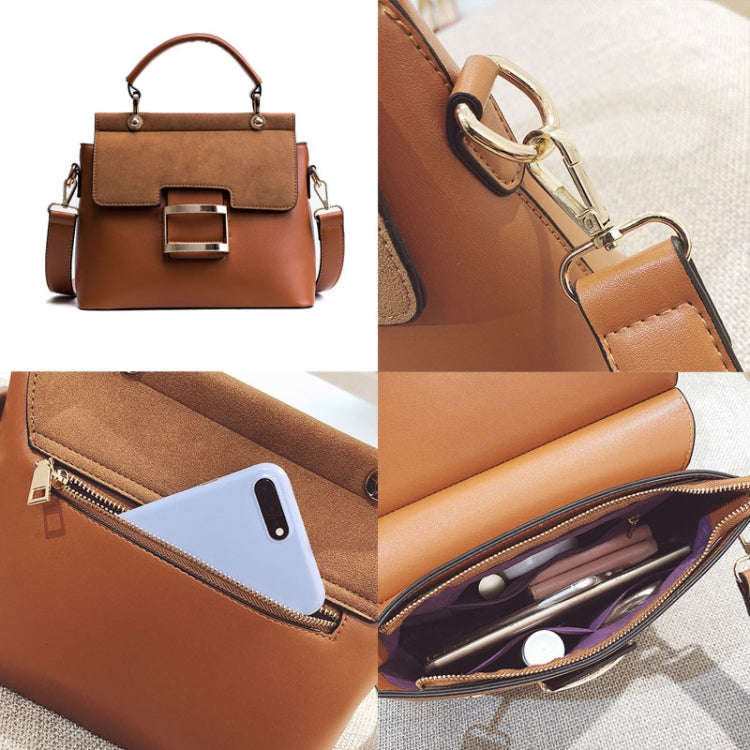 Women Frosted Wide Shoulder Strap Crossbody Square Bag Tote Single Shoulder Bag(Brown)